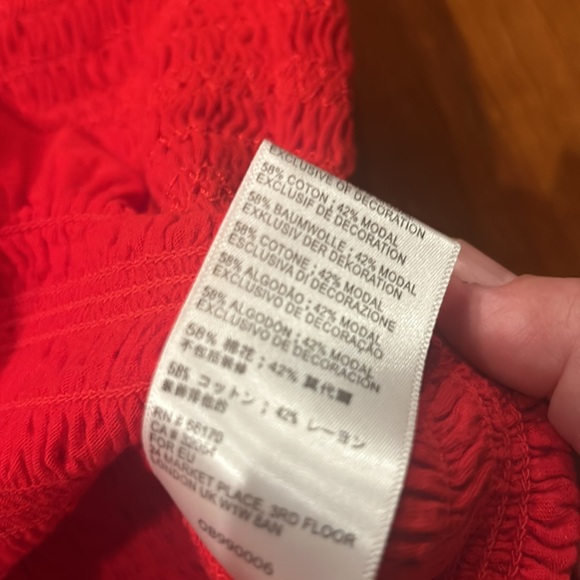 Maeve by Anthropologie Womens Smocked Pencil Skirt Red Size XL Ruffled Hem - Picture 3 of 5